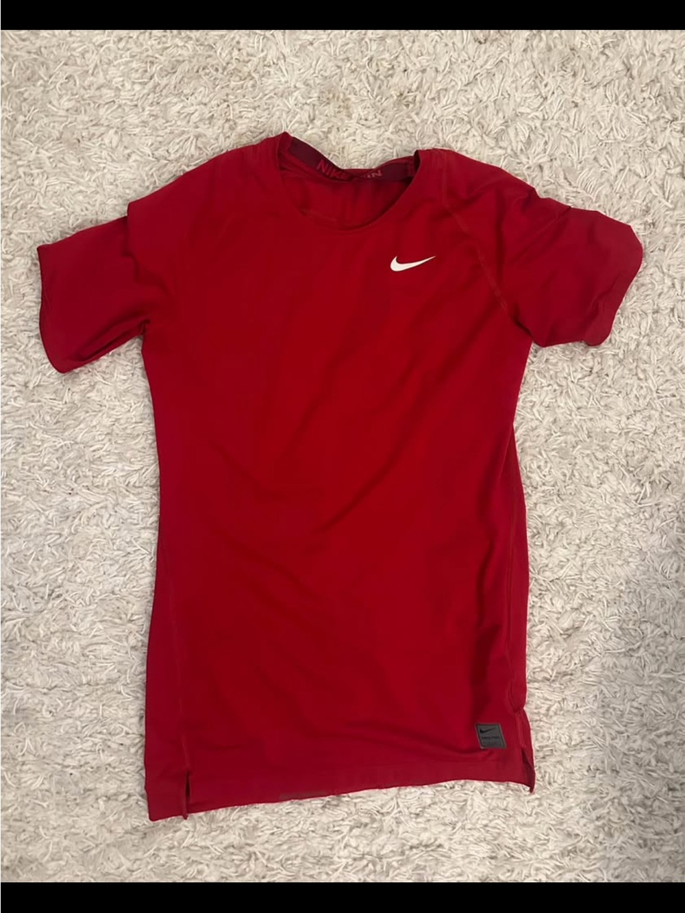 Nike Red Short Sleeve Athletic Tee with White Swoosh
